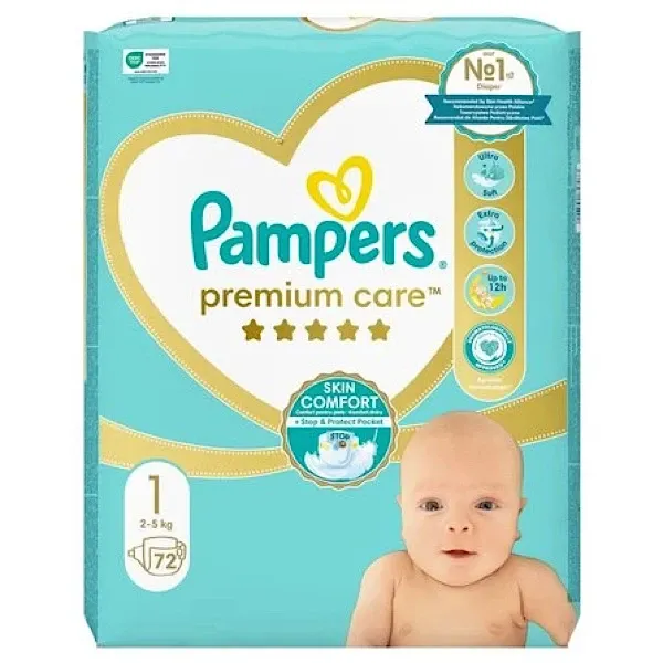 تصویر پوشک سایز 1 پمپرز بسته 72 عددی 